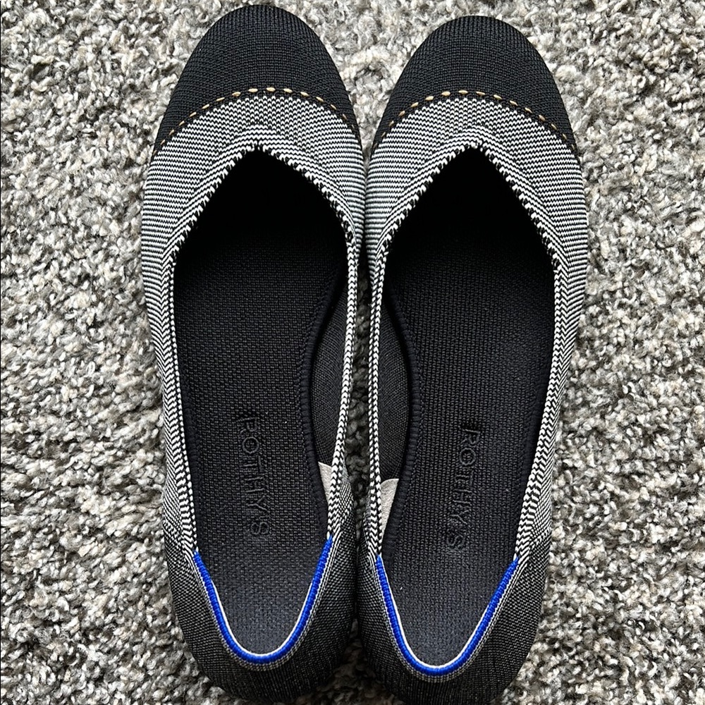 Rothy's Black and Blue Knit Flats